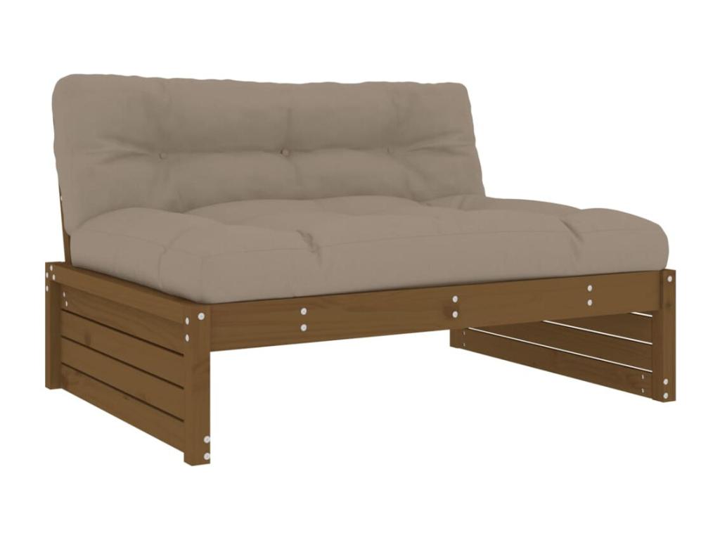 6-piece garden furniture set with honey brown cushions, solid wood UAEH23966