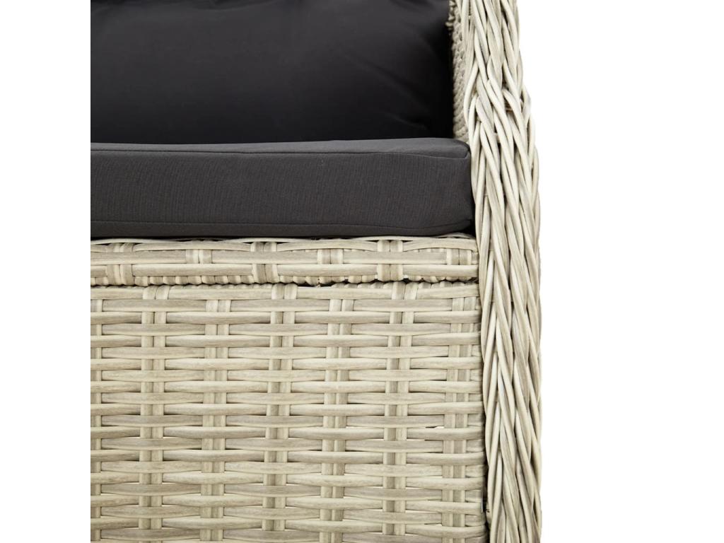 SYDQ41706 2-seater garden bench with light grey woven resin cushions