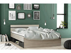 Adult bed with 2 drawers, Brushed oak/matte black finish - Dimensions 144.1x74.2x194.7 cm QMJD80650