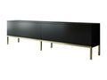 Chicyla TV Stand, Living Room Sideboard, Low TV Cabinet, Wall-Mounted Storage Base, 180x30x47 cm, Black and Gold QVGZ44487
