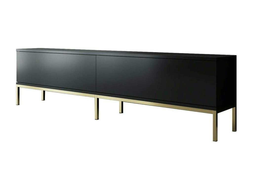 Chicyla TV Stand, Living Room Sideboard, Low TV Cabinet, Wall-Mounted Storage Base, 180x30x47 cm, Black and Gold QVGZ44487