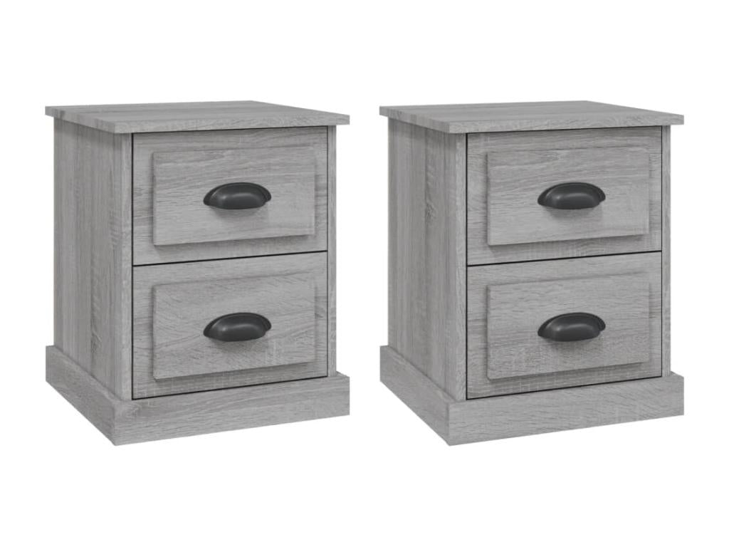 Chicyla bedside tables, 2 pcs, grey, 39x39x47.5 cm, engineered wood, IFQM13737