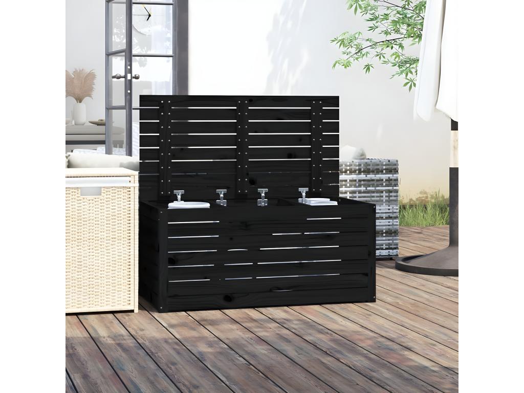 Black garden box 101x50.5x46.5 cm solid pine wood VEQO94819