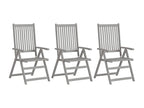 Domopure ZZIL93027 Wooden Garden Reclining Chairs, Set of 3 with Cushions