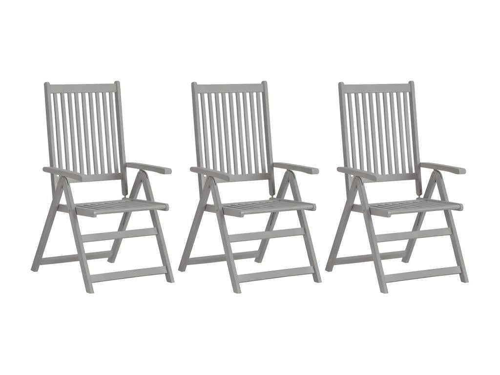 Domopure ZZIL93027 Wooden Garden Reclining Chairs, Set of 3 with Cushions