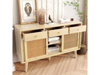 Oak sideboard with drawers and sliding rattan door. Oak color. D120cm x H78cm. TEZZ62508