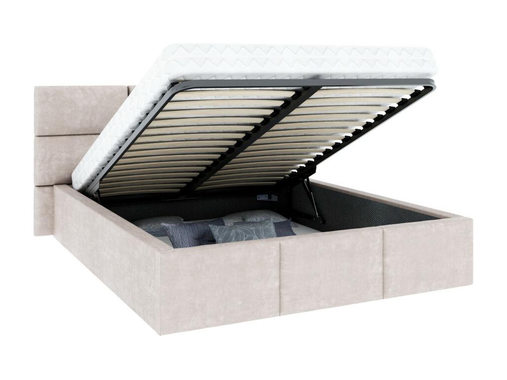 Domopure 160x200 cm storage bed with Domopure lift-up slatted base, Beige WZYX88217