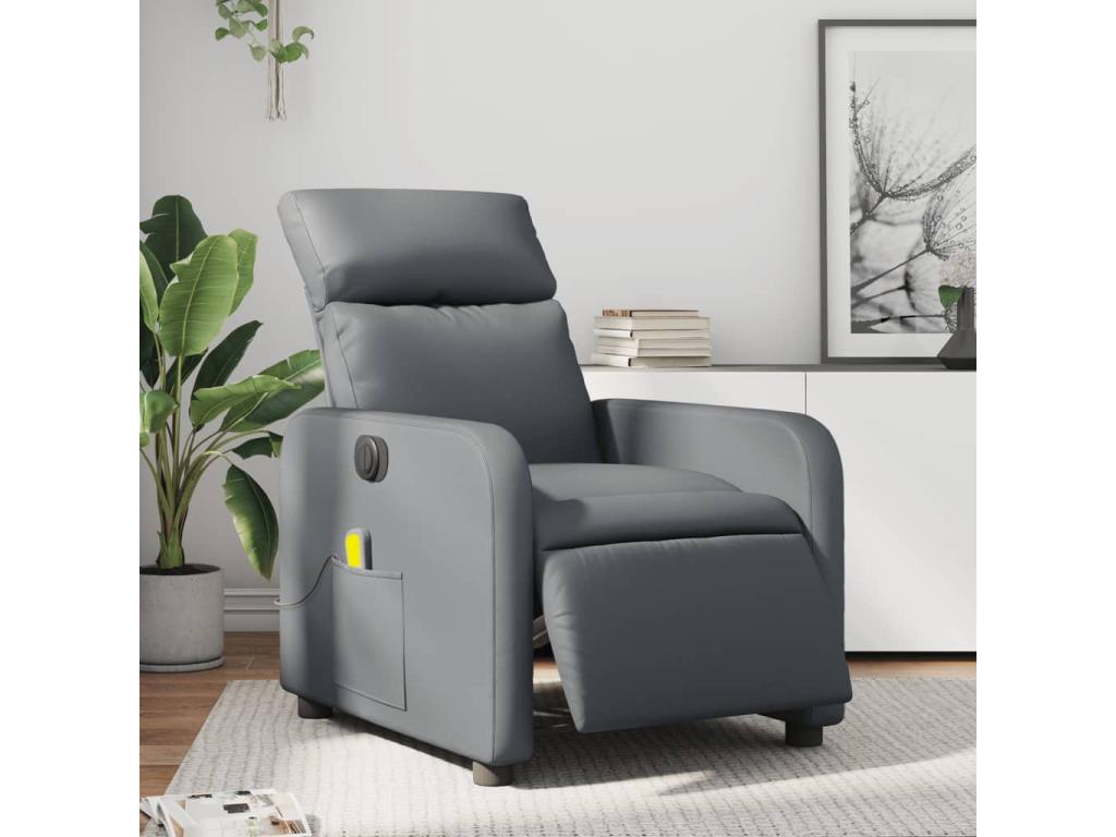 EZQC38308 Grey Faux Leather Electric Reclining Massage Chair