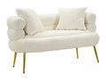 2-seater sofa in metal and white fabric with cushions, 133x68x69 cm, DUER80676