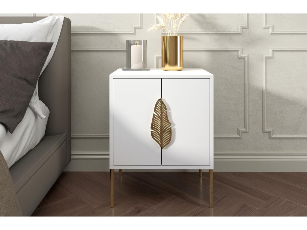 Chicyla white bedside table with gold accessories / 54 cm UQVW56057
