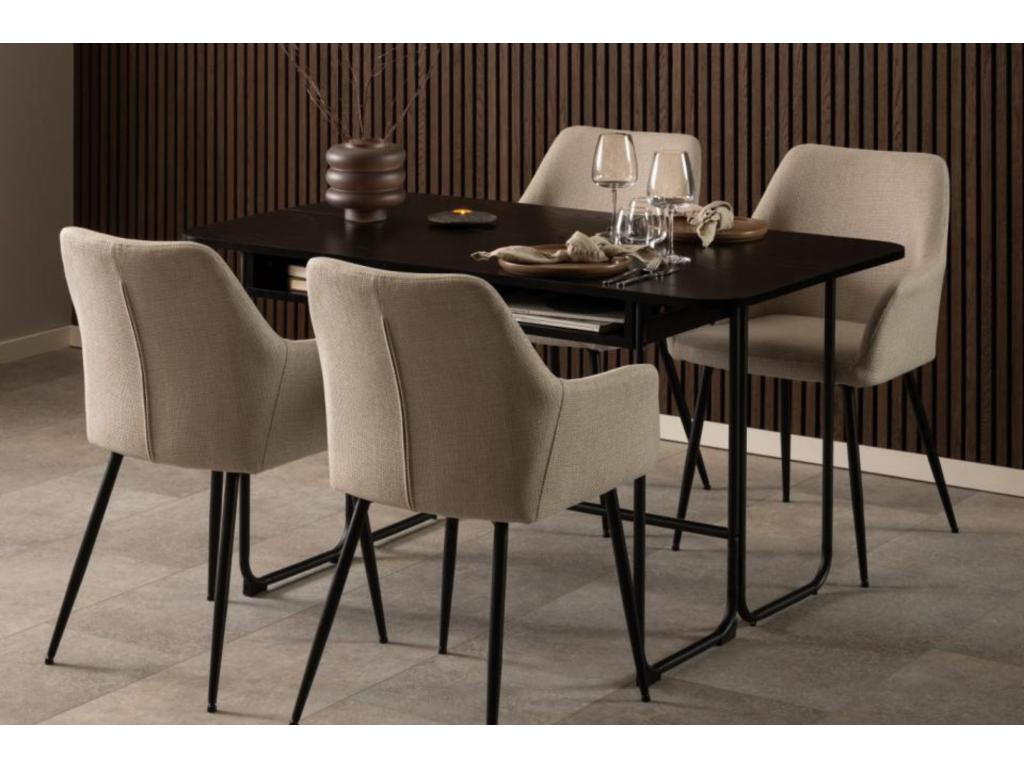 Set of 2 fabric dining chairs with armrests - Domopure DAIY67256