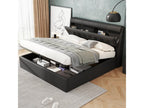 Hydraulic upholstered bed 180x200 with concealed storage in the headboard and under-bed storage. PU leather with Chicyla slatted base and black headboard UNDM53131