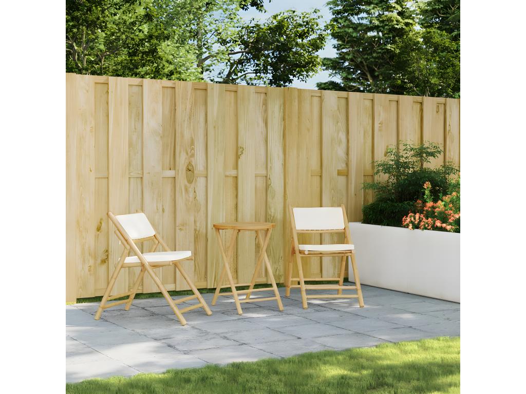 Chicyla 3-piece folding set with cream-white cushions, Chicyla DQTH46552