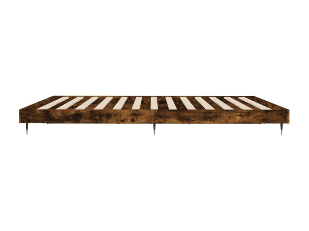 Bed frame without mattress, smoked oak, 200x200 cm, engineered wood, GKNO62148