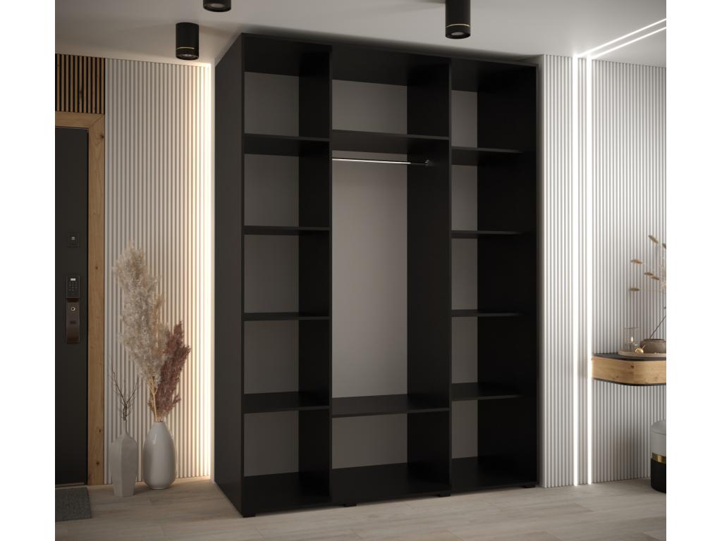 Domopure 4 Sliding Door Wardrobe 235.2/160/60 3 Doors Black/Black/Gold LEJQ88327