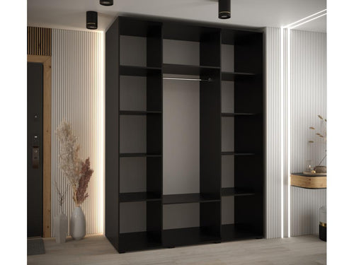 Domopure 4 Sliding Door Wardrobe 235.2/160/60 3 Doors Black/Black/Gold LEJQ88327
