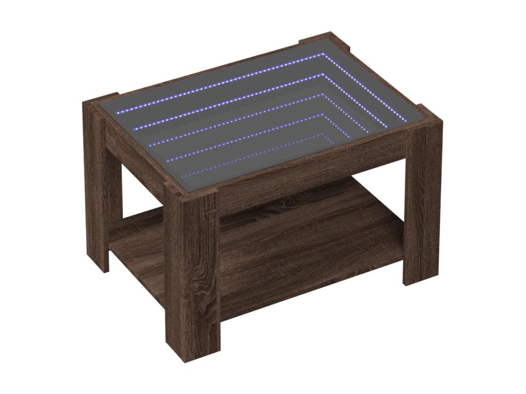 Coffee table with LED, brown oak, 73x53x45 cm, engineered wood, WBHC28678