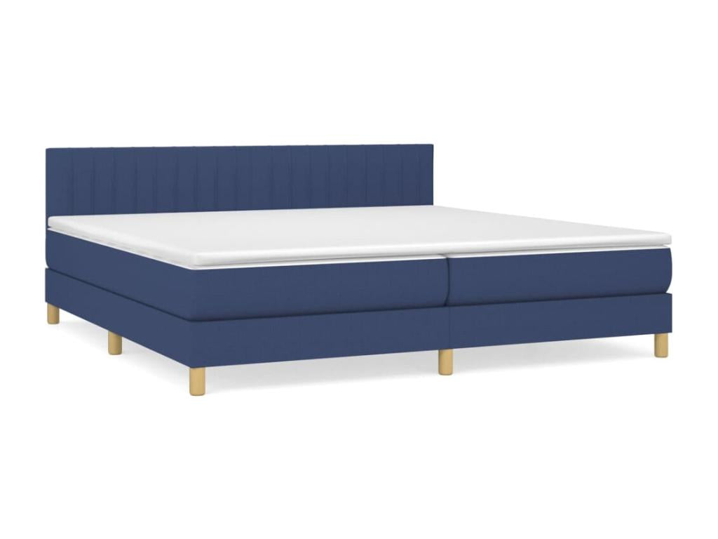 Upholstered bed base with mattress, blue, 200x200 cm, fabric KIXB74684