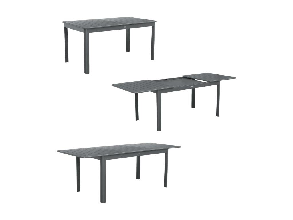 Extendable garden table in aluminum and anthracite textilene - 6 chairs - 2 armchairs - 8 seats - 236.5x100x75 cm UXIF24690