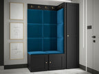 Chicyla 377 Hallway Unit 186x124x46cm Black - Blue Laminate - Upholstery - MDF ERCY17001