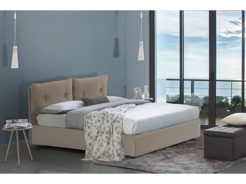 Domopure Single Bed with Storage, Eco-Leather Upholstery, Made in Italy, Front Opening, Suitable for 80x190 cm Mattress, Dove Grey ZGME02097