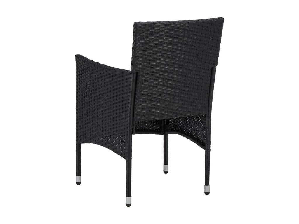 3-piece garden dining set, black woven resin and Domopure CIRT66755