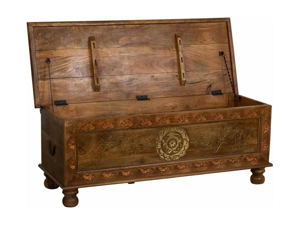 Chest with handcrafted brown finish, 120x45x45h cm, VDRO33392