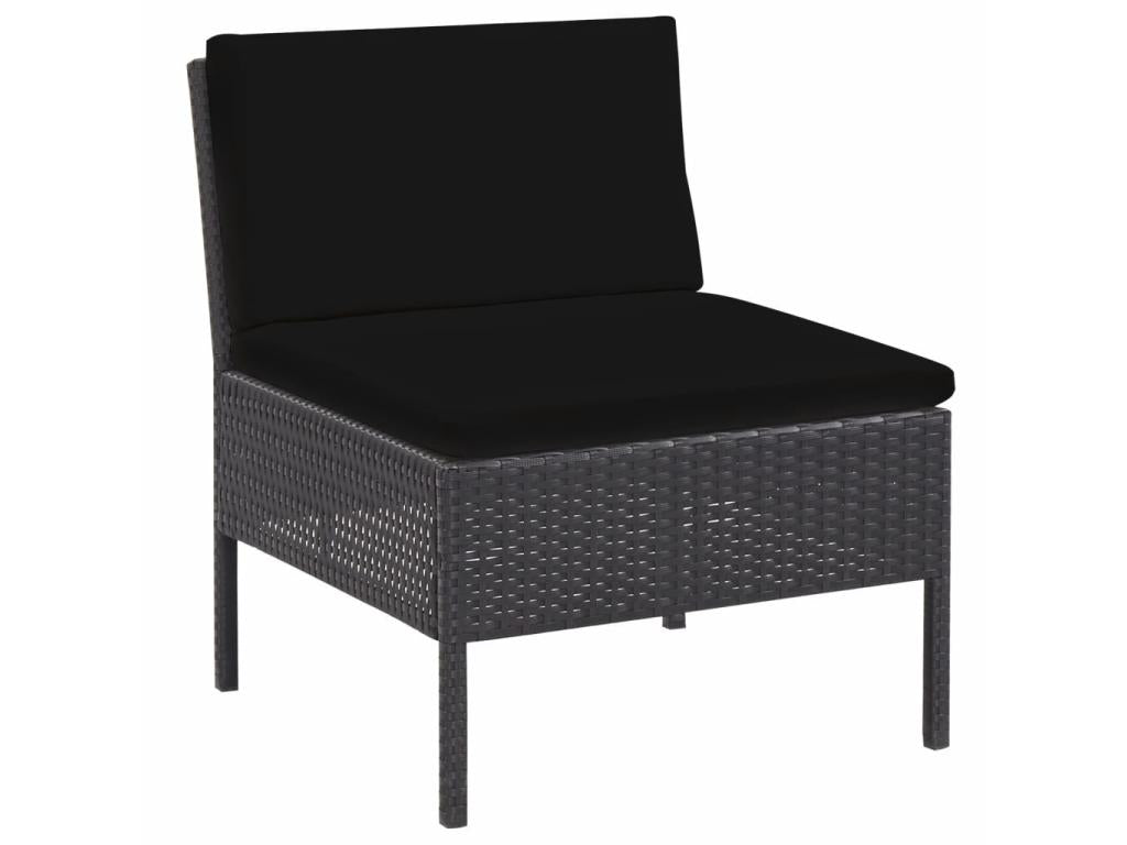 5-piece garden furniture set with cushions, black wicker resin, 33 UPCC33640