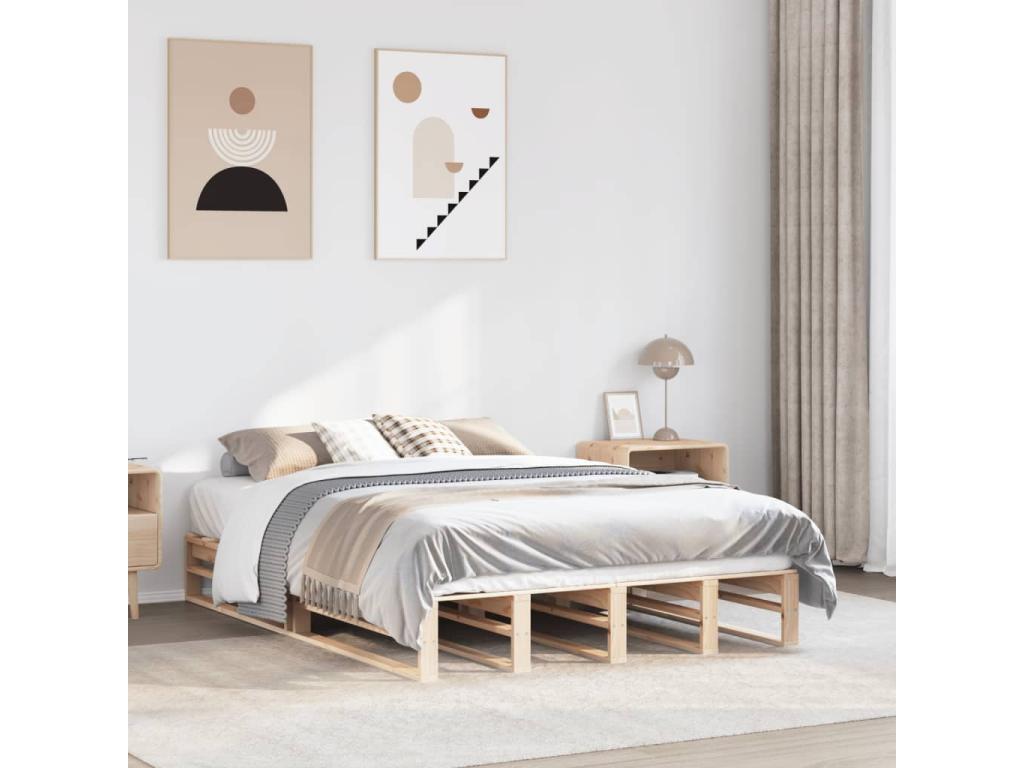 Bed frame without mattress 140x190 cm solid pine wood BVKY91707