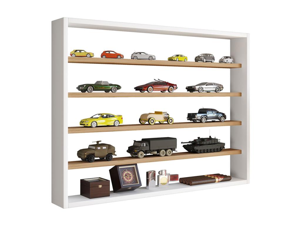 Chicyla wooden wall shelf, wall-mounted display case, collector's display case, Osado L white/honey oak KJUV26335