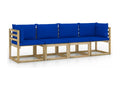 4-seater garden sofa with blue cushions MLRI91153