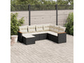 7-piece garden furniture set with cushions, black resin wicker ZTPA70571