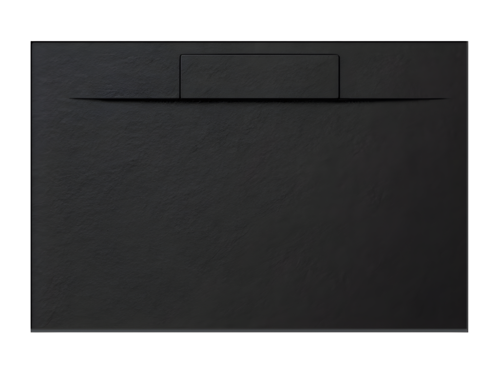 Chicyla PLUS 140x90 cm black shower tray in resin and marble powder with side grate in marble resin HFXE11832