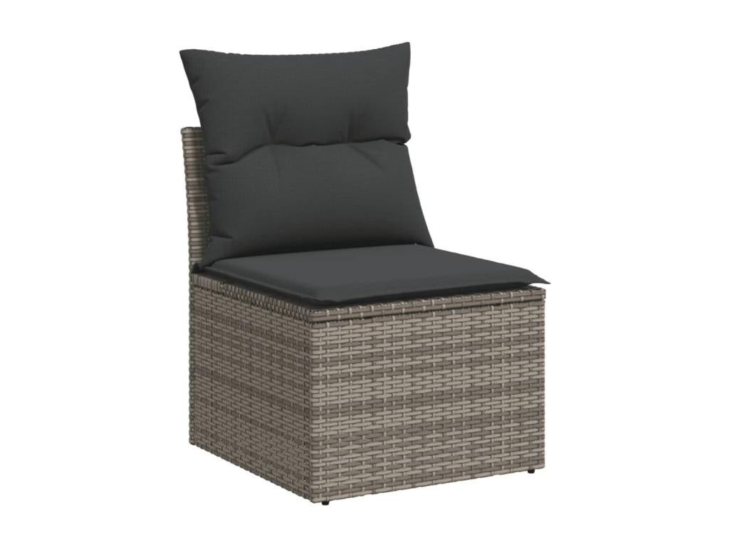 Garden furniture set with cushions, 3 pieces, grey woven resin TXJP38233