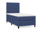 Upholstered bed base with mattress, blue, 90x200 cm, fabric, EIET27667