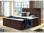Kavin brown faux leather box spring bed with mattress and topper - 160x200 TUFB47114