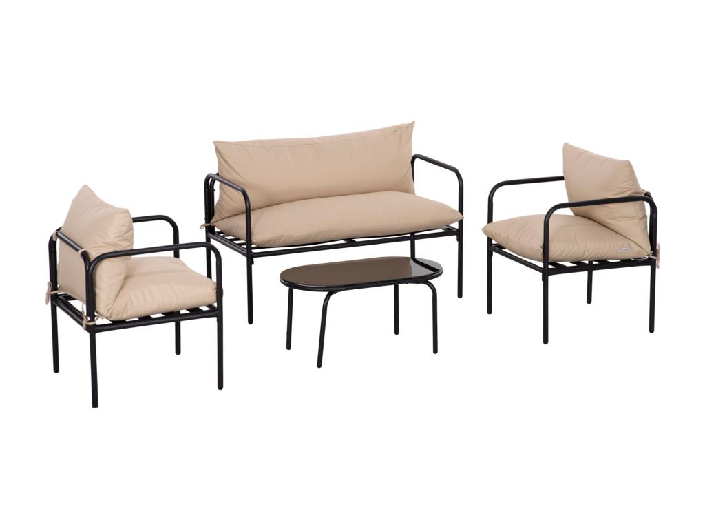 4-piece, 4-seater garden furniture set with beige cushions EAGX66111