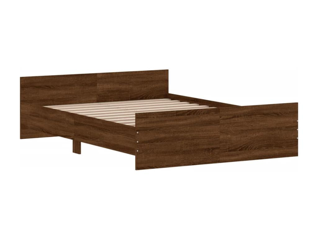 Bed frame, headboard and footboard, brown oak, 135x190 cm PHXN63882