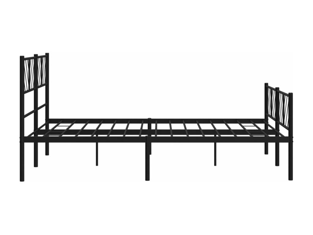 Metal bed frame with headboard and footboard, black, 120x190 cm, PUBD94915
