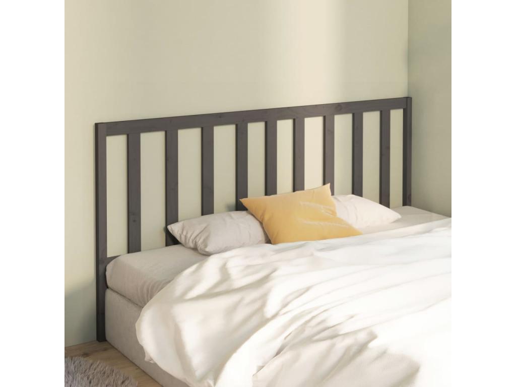 Grey Headboard 186x4x100 cm Solid Pine Wood WOSX53130