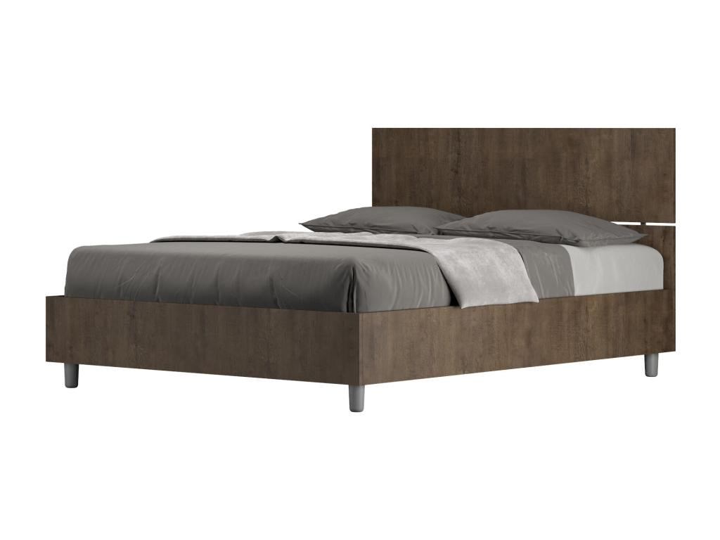 Bed without slatted base 140x190 with straight headboard in walnut Chicyla YAWA16828