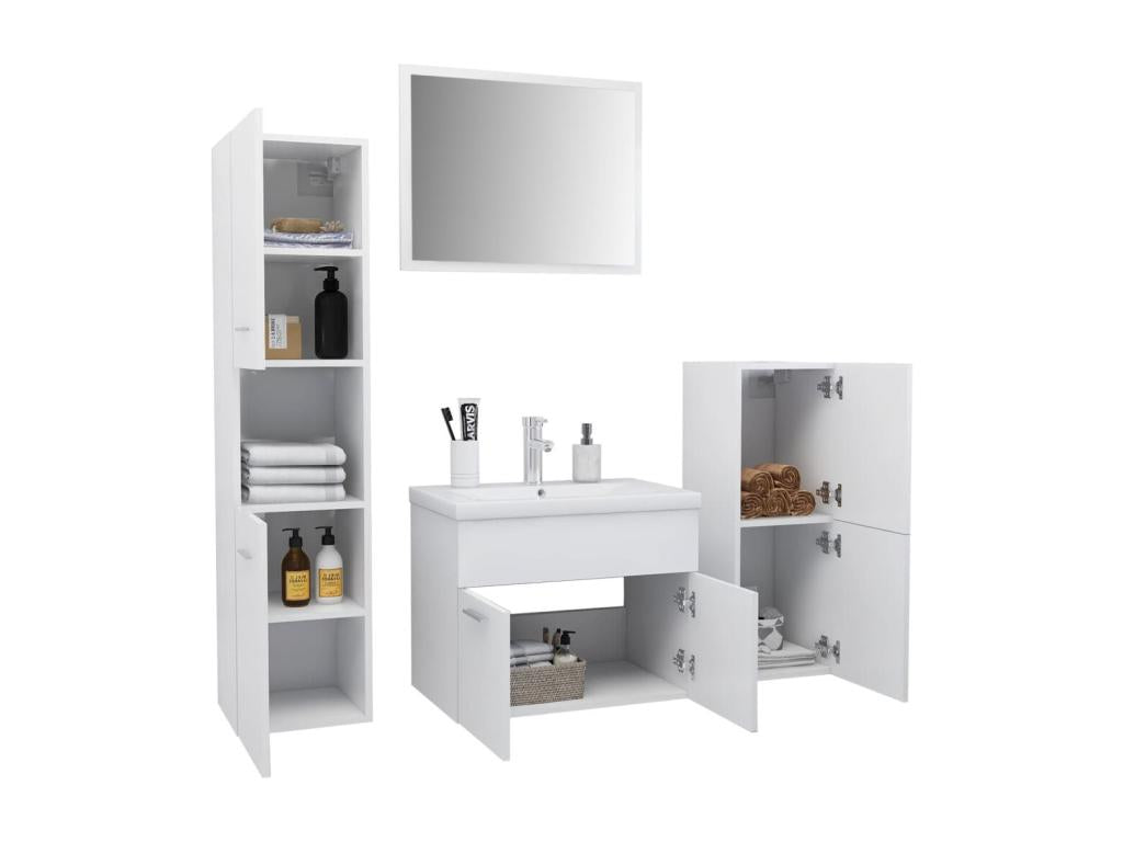 White Bathroom Furniture Set 8 HNLO75641