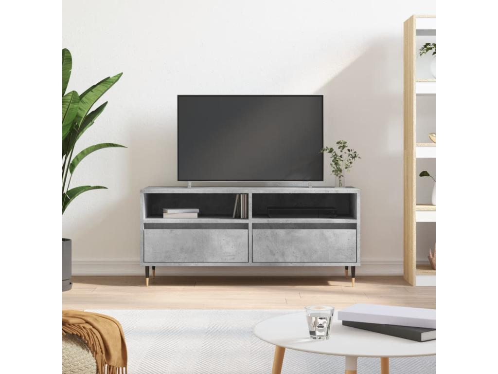 Concrete grey TV stand 100x34.5x44.5 cm engineered wood SQHT15825