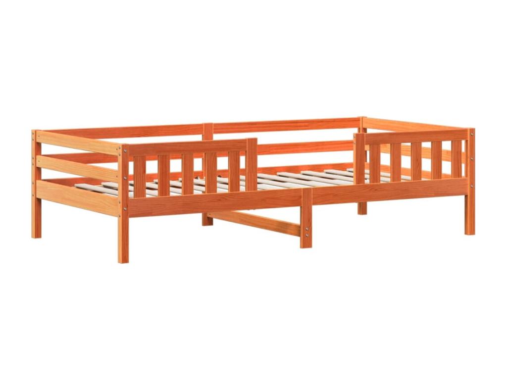 Bed frame with roof, no mattress, brown wax finish, 90x200 cm, ZGJG39535