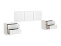 Bed headboard set, set of 2 bedside tables with 2 drawers, white - length 256 x depth 34 x height 96 cm FUHW65662