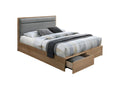 Domopure KIFF73341 140x190 cm Wooden Double Bed with Drawers and Fixed Slatted Base