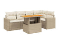 6-piece beige resin wicker garden furniture set with cushions IZDS22815