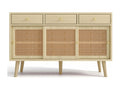Oak sideboard with drawers and sliding rattan door. Oak color. D120cm x H78cm. TEZZ62508