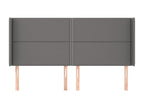 Headboard with wings, Grey, 183x16x118/128 cm, Faux Leather, NVNE07713