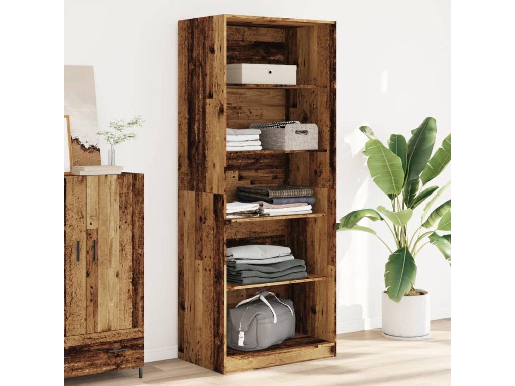 Wardrobe made of aged wood, 80x50x200 cm, engineered wood, LATD41797